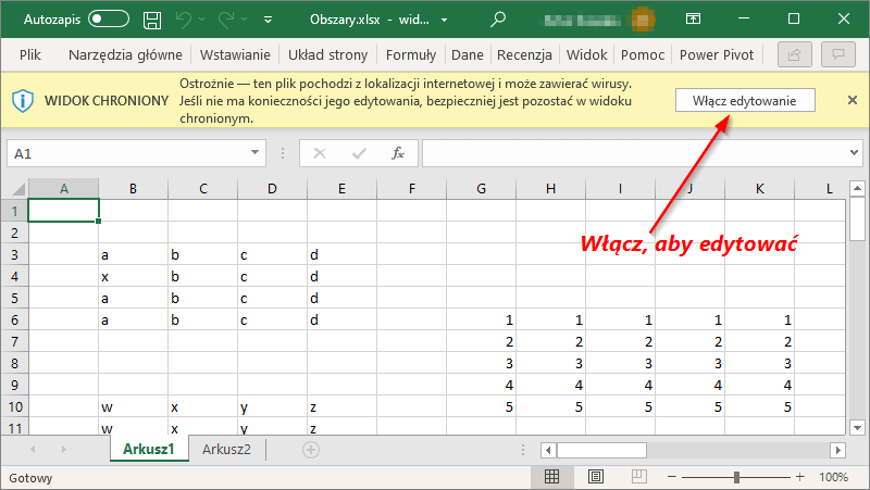 Włączenie edycji pliku pobranego z internetu